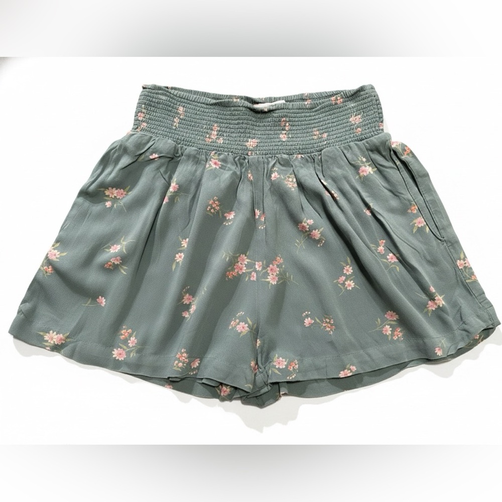 American Eagle Outfitters Floral Green High Waist Shorts